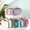 New Fashion Pu Portable Cosmetic Case Makeup Bag Casual Square Lattice Women Storage Wash Bag
