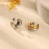 Minimalist Gold&Silver Plated Mix Stainless Steel Earrings for Women Double Layer C Shaped Small Hoop Earrings Jewelry