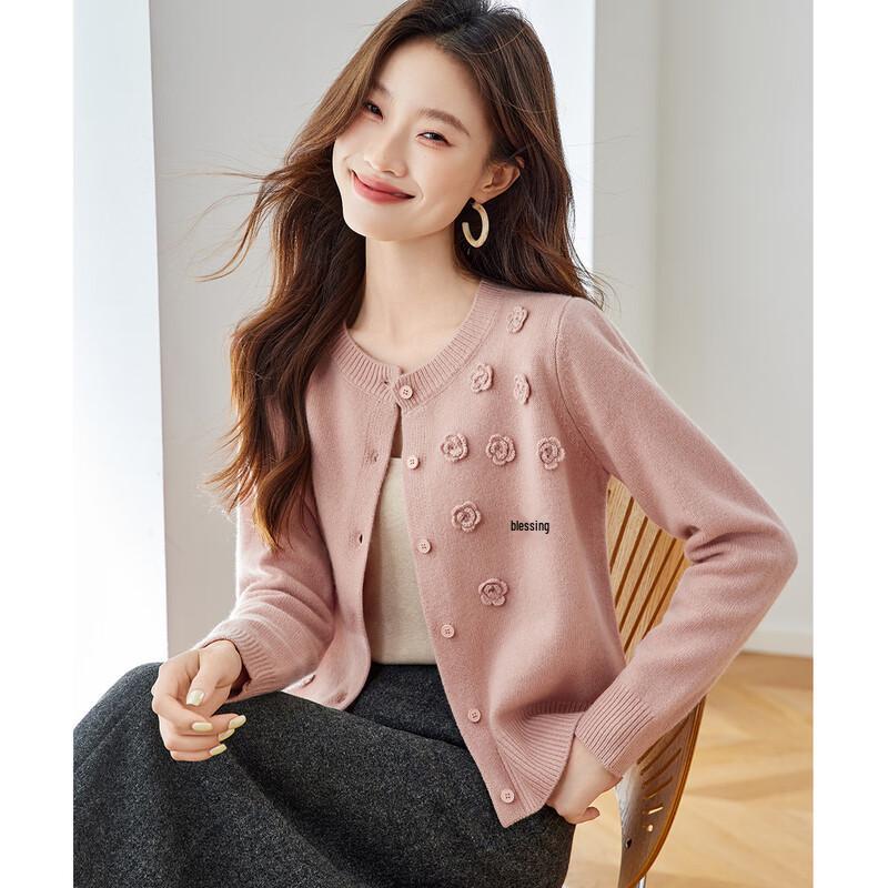 Женский кардиган ручной вышивки из чистой шерсти