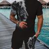 Повседневный спортивный костюм, дышащий, для улицы, мужская футболка и шорты, летний костюм с 3D-печатью для взрослых мужчин