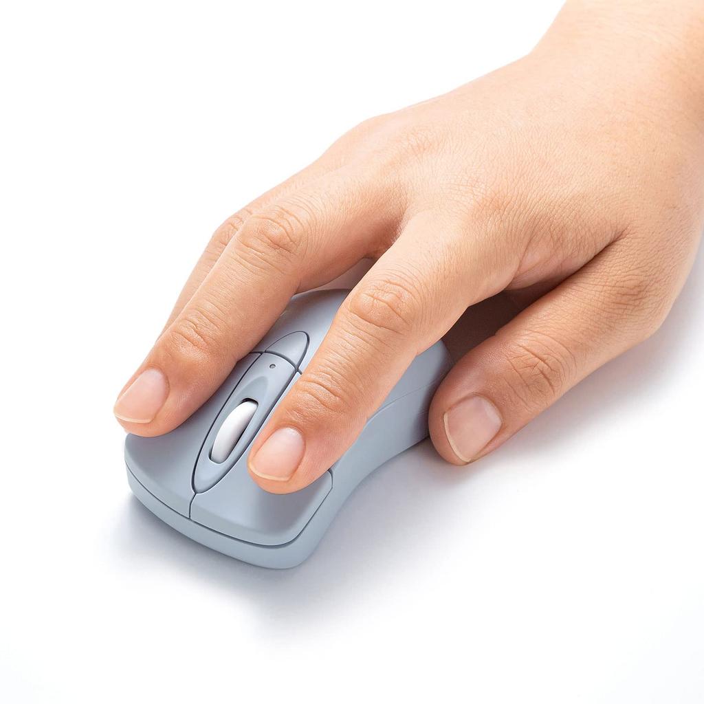 Sanwa Supply Bluetooth 5.0 Mouse, Quiet, 3 Buttons, Blue LED, Compact, "IO Plus" Series, Sky Blue, MA-IPBBS303BL