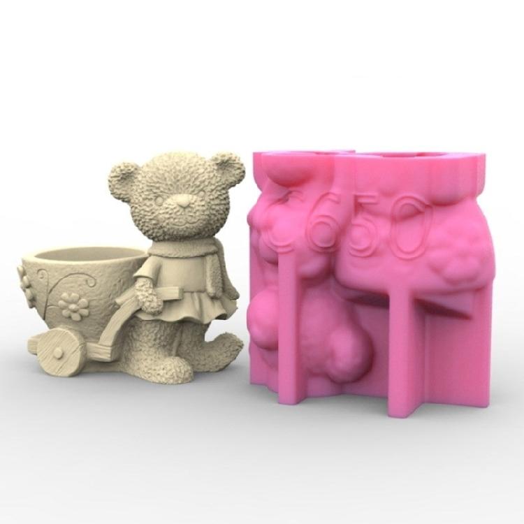 Силиконовая форма 3D Медведь для цветочных горшков Форма Бетон Цемент Эпоксидная смола Формы
