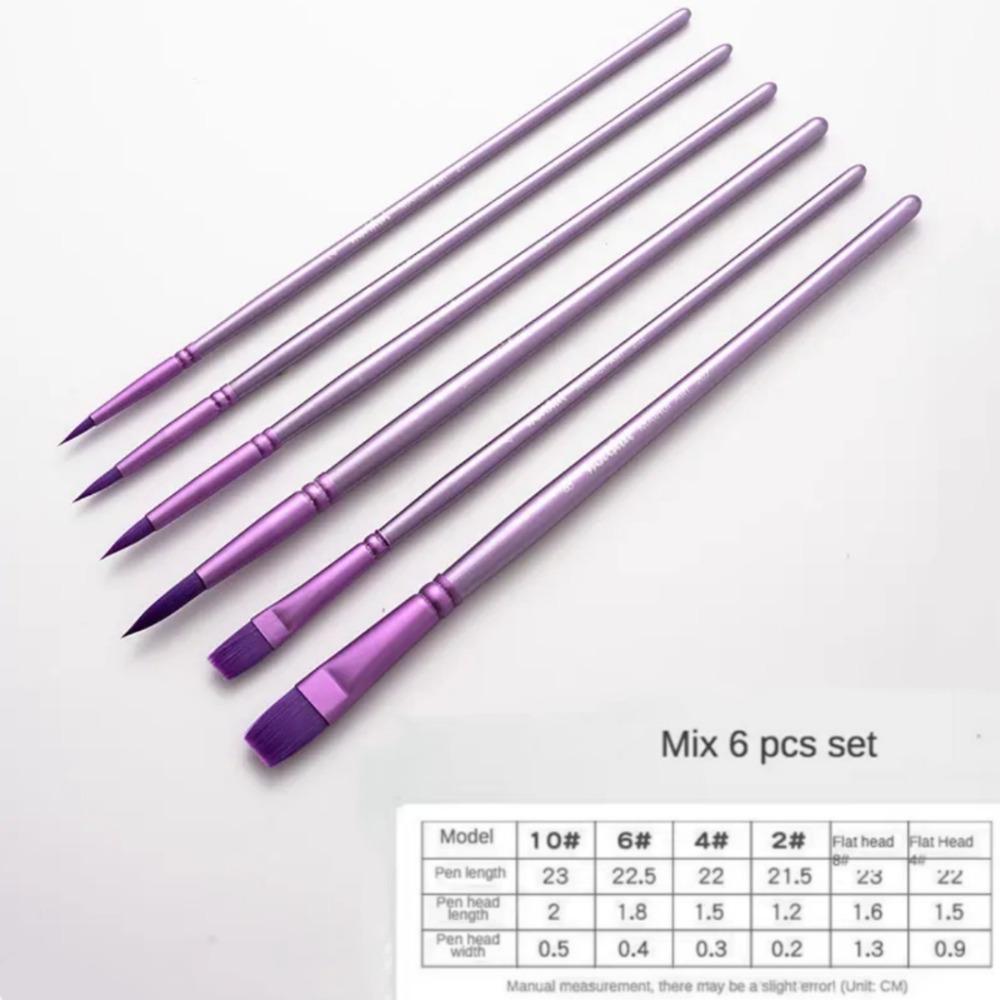 4/6 шт. Мягкий волос Ручная роспись Акварель Нейлон Материал для рисования Новая акварельная кисть Подарок