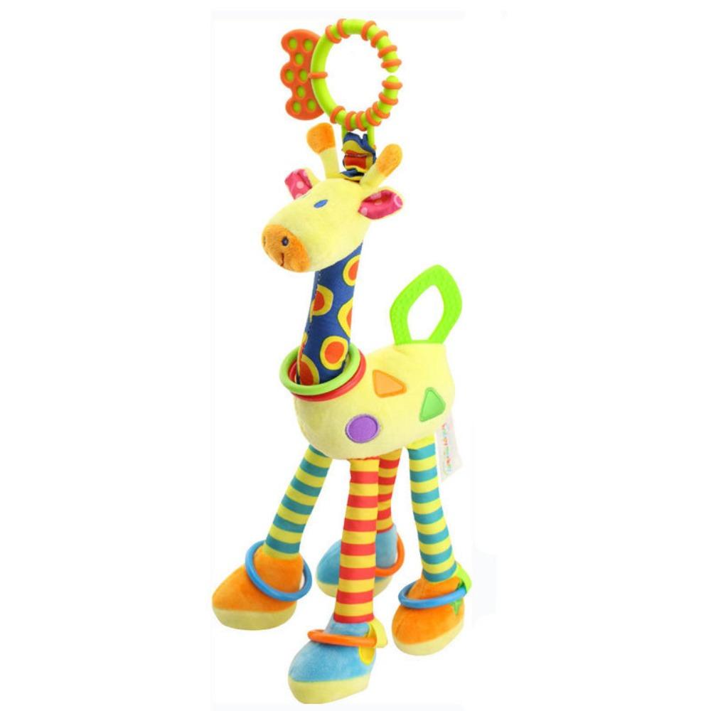 Раннее развитие Жираф Животное Ручные колокольчики Хлопок PP Плюшевая погремушка Прорезыватель Игрушки 0-12 месяцев