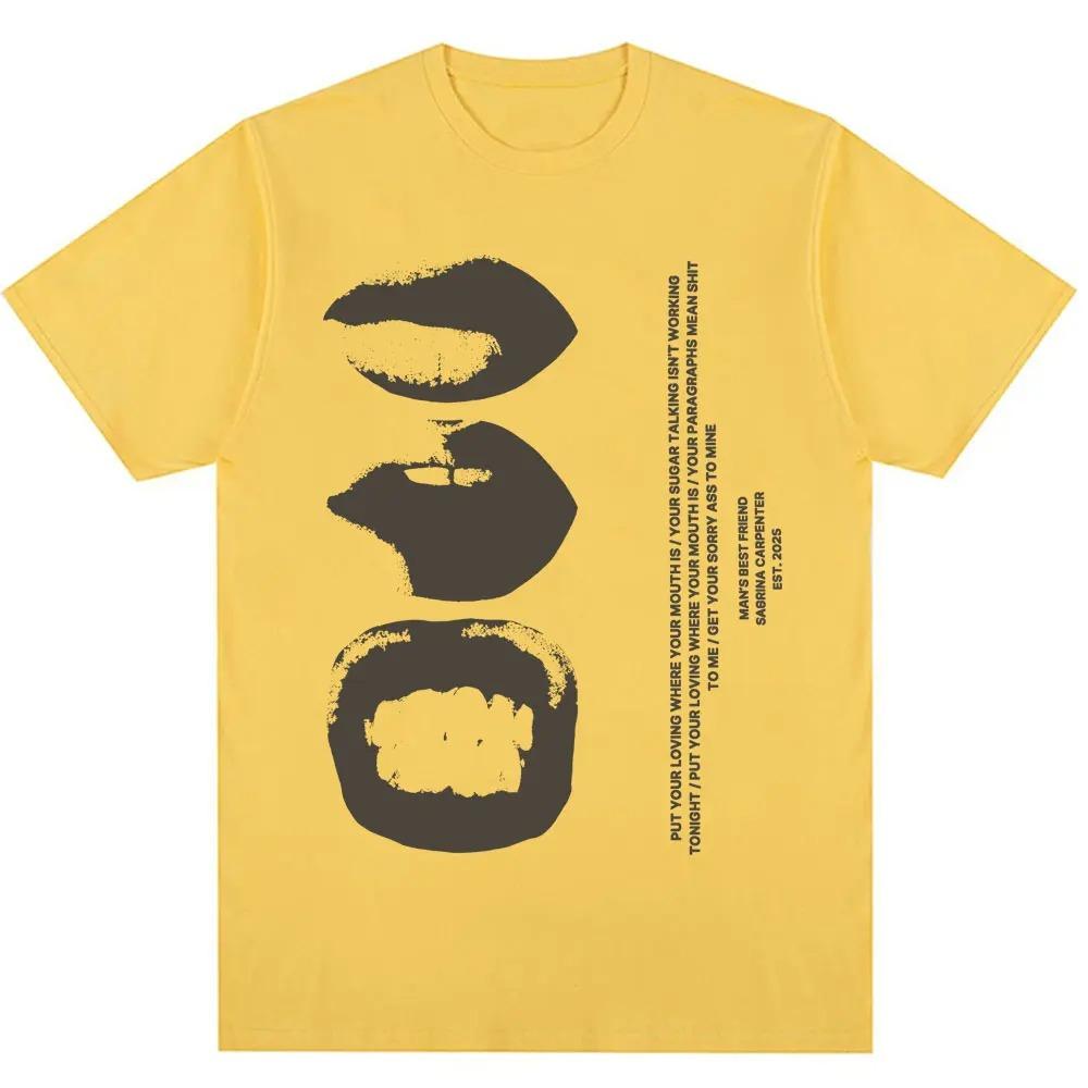 Unisex Women Vintage Fashion Hip Hop T Shirts Singer Sabrina Carpenter Sugar Talking Print Tshirt Oversized Cotton Hipster T Shirt