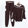 Knitted Casual Tracksuit Pant Suits Fashion Elegant 2 Piece Women Pullover Sweater Trousers Set