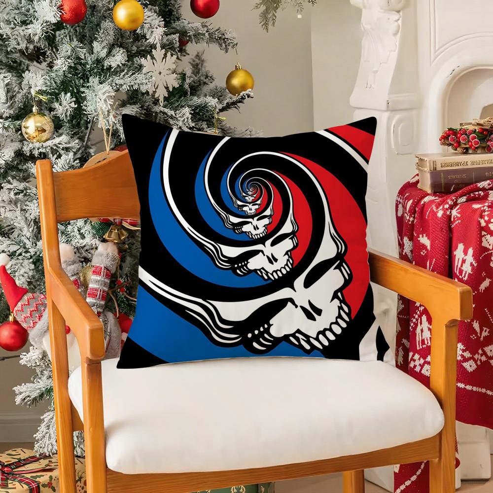 Подушка с принтом Grateful Dead-Band, шелковистый короткий плюш, с потайной молнией, пылезащитная наволочка для диванной подушки, для домашнего декора