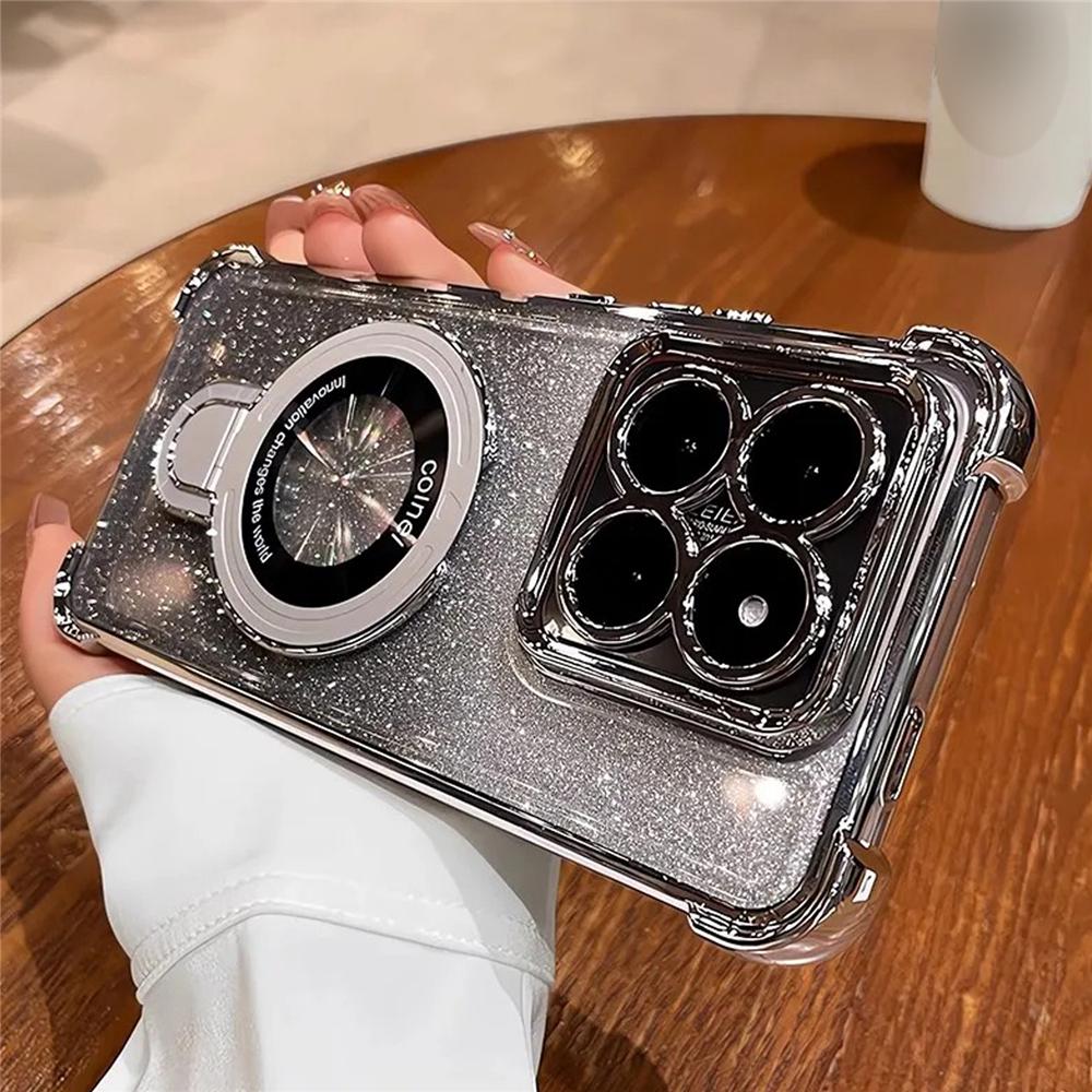 Glitter Shockproof Phone Case For Motorola Edge 60 50 Fusion Pro NEO G14 G24 G34 G54 G84 G52 G10 Magnetic Bracket Holder Cover