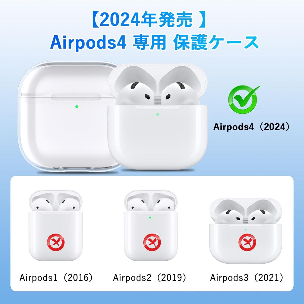 Чехол Seefox Airpods 4 для Airpods 4-го поколения, материал TPU, съемный, видимый светодиодный индикатор, возможность крепления и подзарядки, легкий чехол для Airpods 4