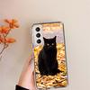 Autumn Maple Leaf Black Cat Clear Phone Cases for Samsung S26 Ultra Galaxy S25 Edge S24 S23 FE S21 Plus S20 S22 S10 Cover Patter