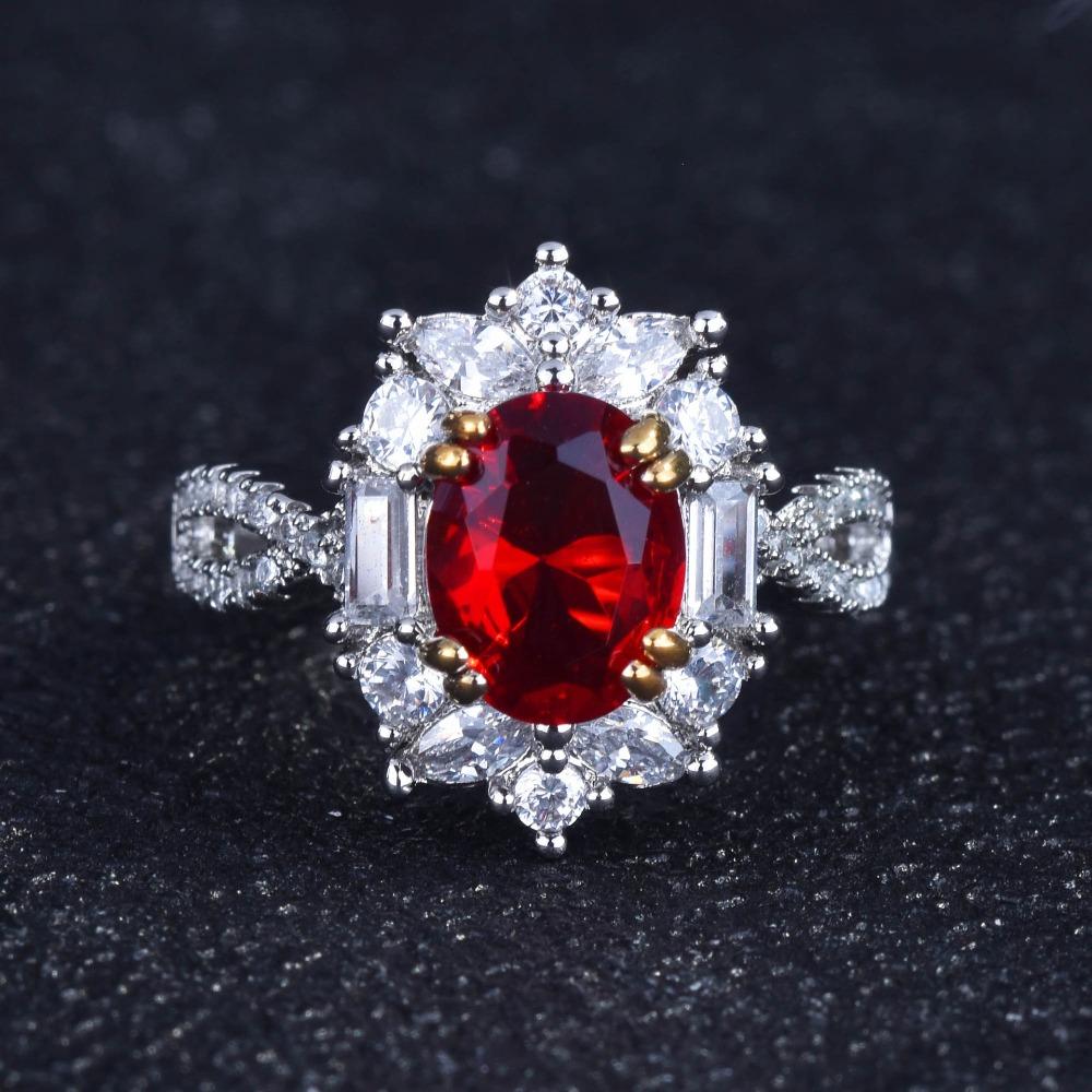 Open Ring 3 Carat Ruby Gemstone Elegant Simple Women Jewelry