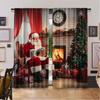 2 шт. Шторы Санта-Клауса. Старый Санта-Клаус сидит дома в рождественскую ночь и читает письмо возле дерева. Гостиная, спальня.