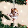 Christmas Tree Ornament Cartoon Cat Pendant with Lanyard Easy To Hang Decorative Acrylic Rearview Mirror Hanging Accessory