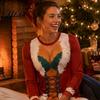 Holiday Party Apparel Funny Christmas Shirt, Hilarious 3D Fake Corset Chest Print Crew Neck Photo Props Pullover Top, Novelty Long Sleeve Festival