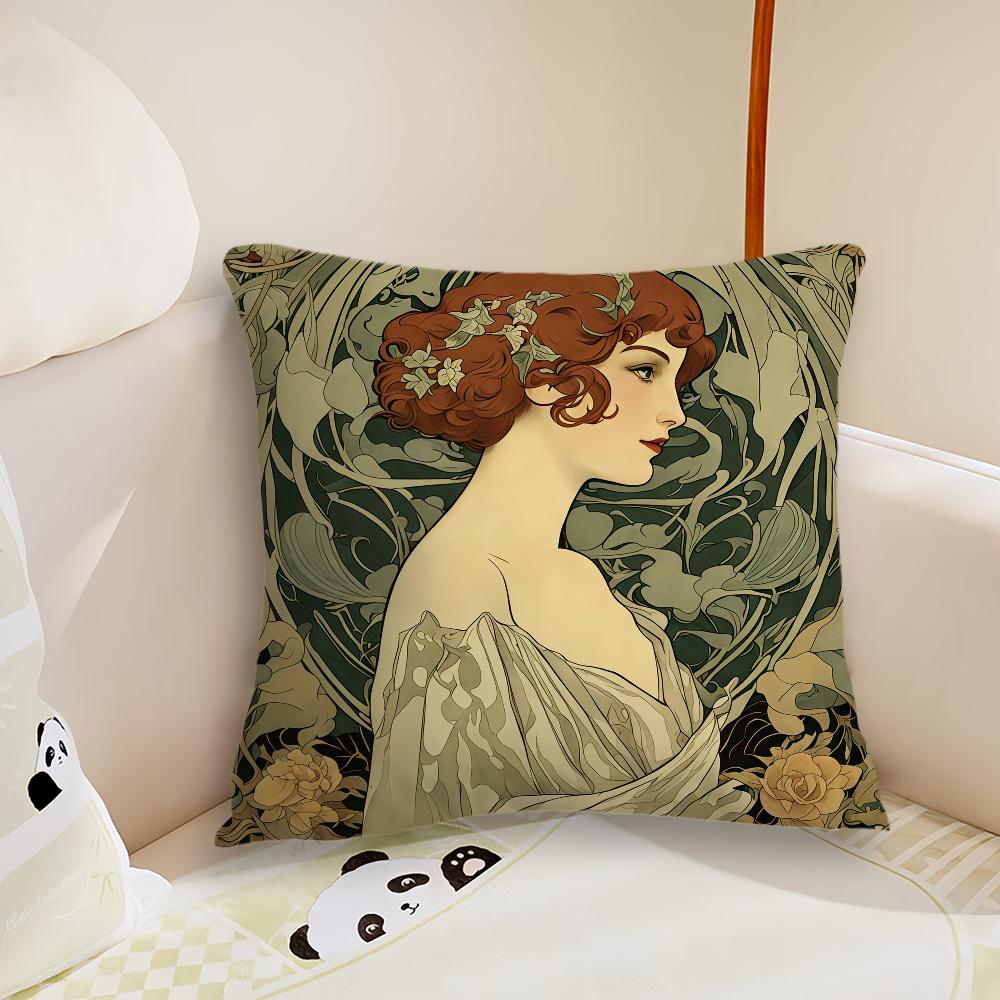 nouveau era Redhead Lady cushion cover Pillow Case Plush Fabric Soft Double Sided Print Sofa Cushion Cover Throw Pillow Covers