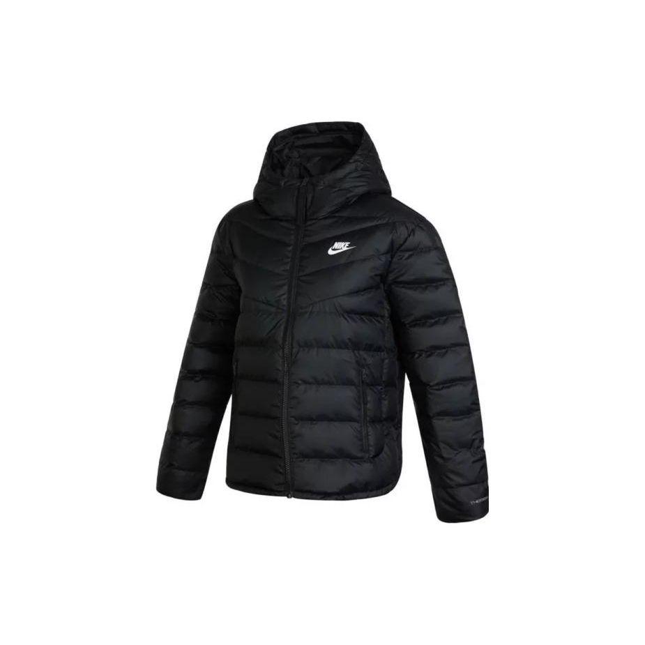 Nike Однотонный пуховик с капюшоном и принтом логотипа, женская верхняя одежда, черный цвет DR1585-010