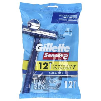 Gillette, Sensor2, одноразовая бритва, фиксированная, 12 одноразовых бритв