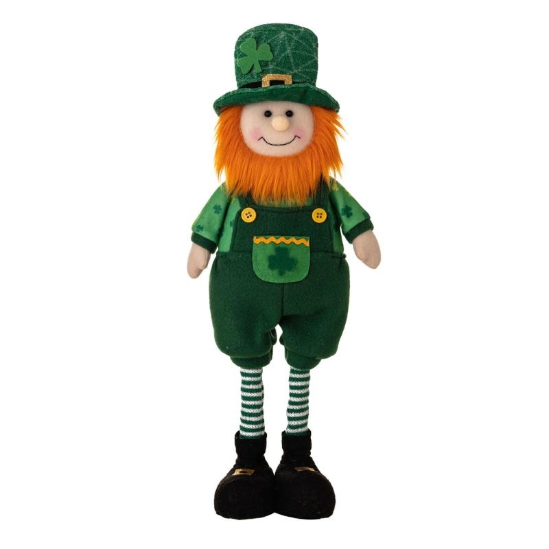 StPatrick‘s Day Green Irish Gnome Handmade Retractable Plushes Figurine For Spring Elf Doll Home Holiday Decoration