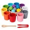 Fun Wood Color Sorting Cups and Balls Toy To Develop Children Hand Eye Coordination and Logical Thinking Ability