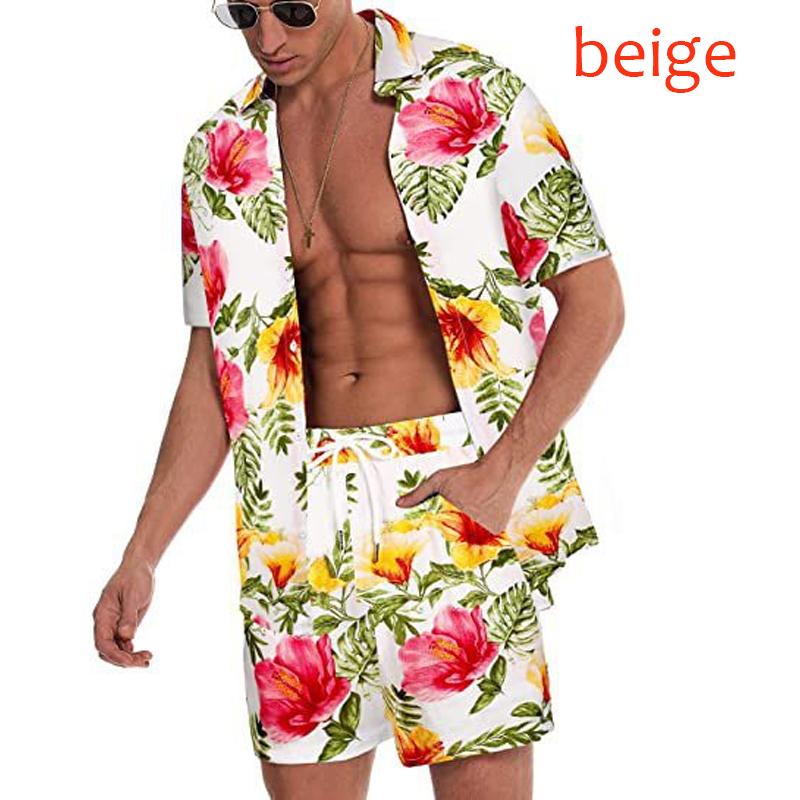 Новая летняя свободная модная пляжная рубашка в гавайском стиле, мужская молодежная повседневная рубашка с цветочным принтом, костюм-рубашка