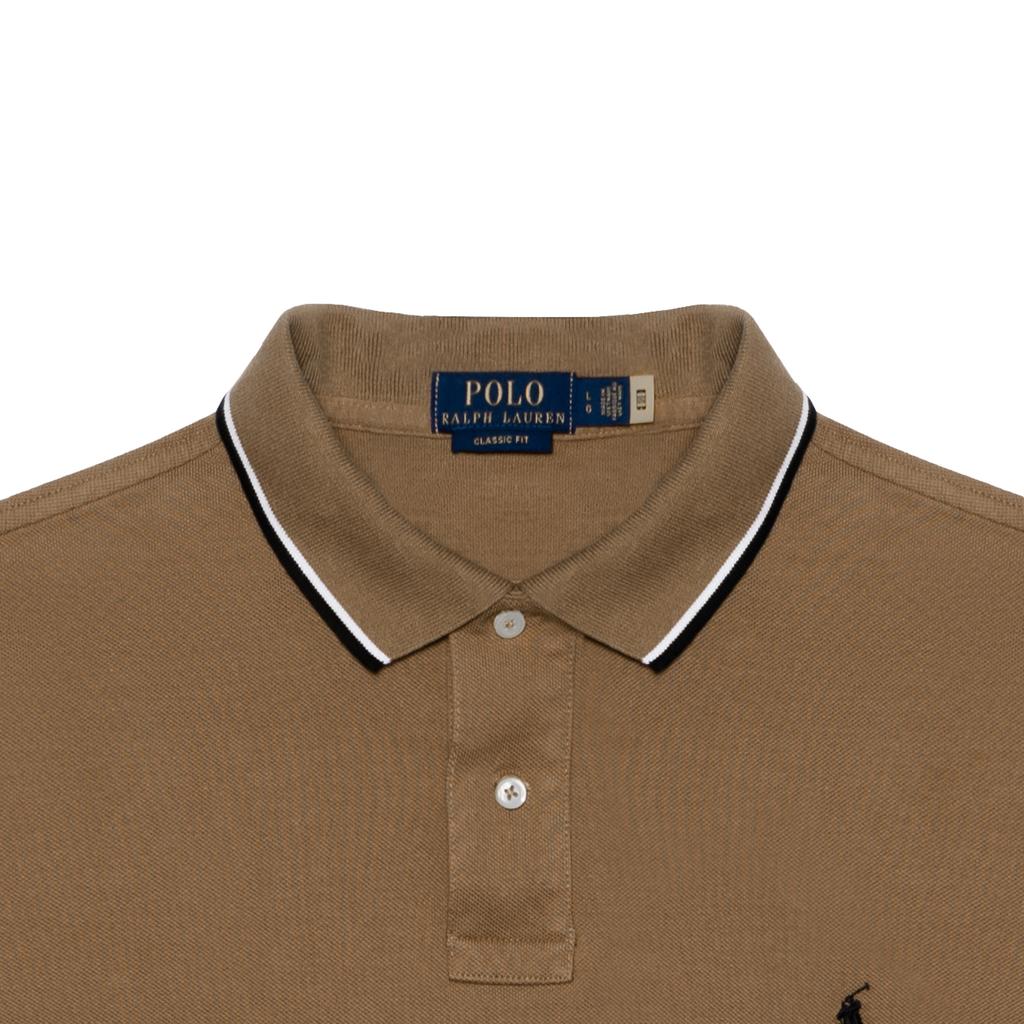 Polo Ralph Lauren SS24 Поло с вышивкой логотипа прямого кроя с коротким рукавом Мужские поло Коричневый 710844275-031