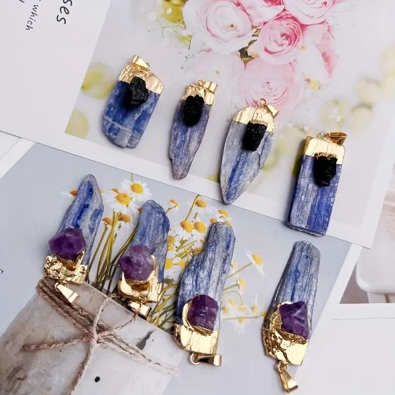 Crystal Jewelry Necklace With Natural Blue Quartz Pendant For Accessories And Style