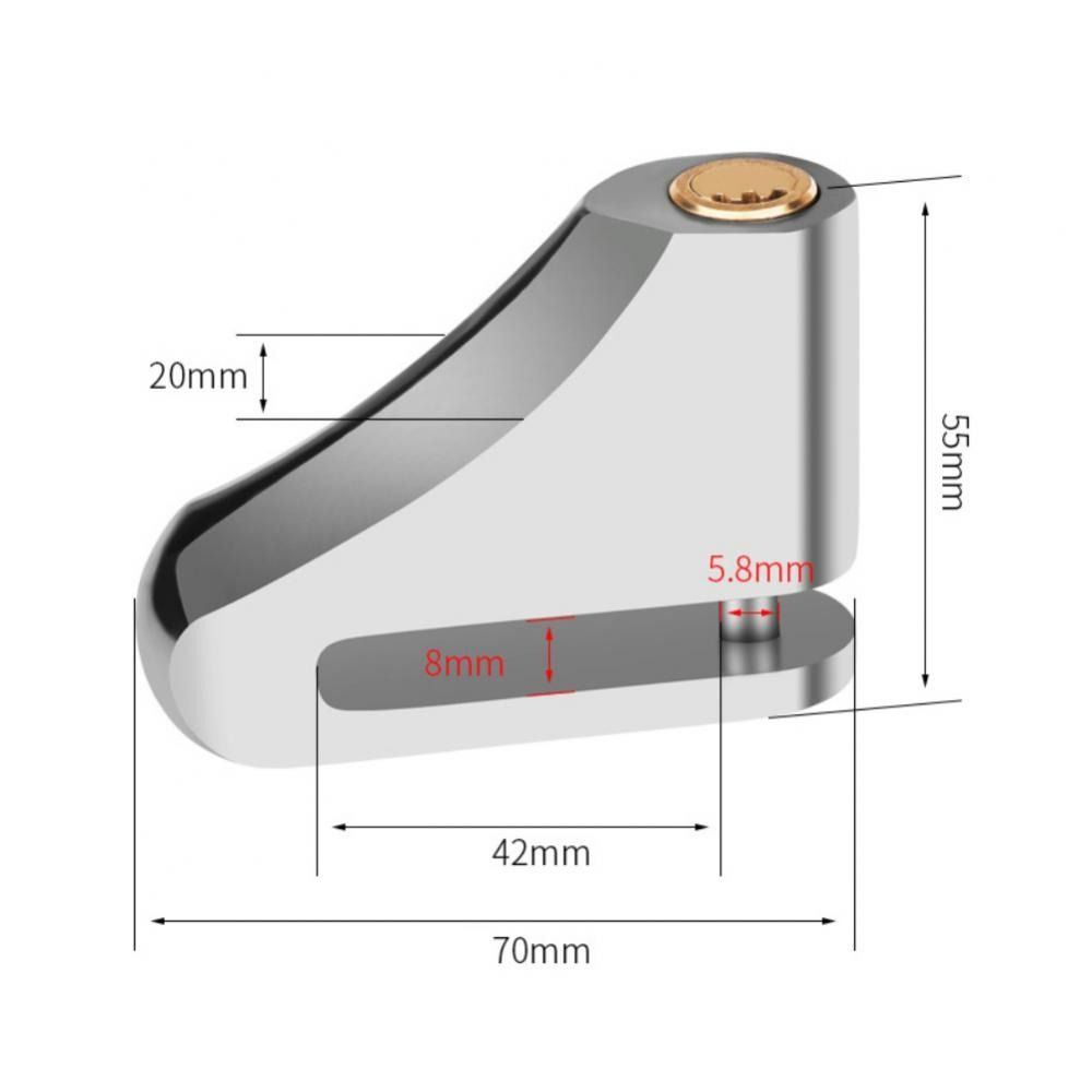 Silver Motorcycle Disc Brake Lock Anti-Theft Anti-theft Padlock Motorcycle/Scooter Moped/Motorbike