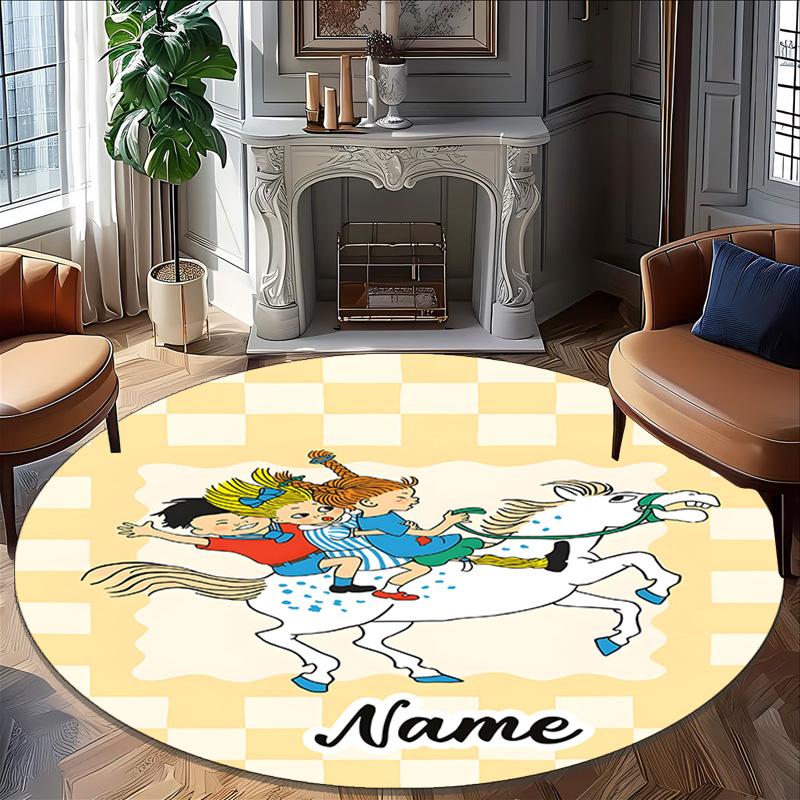 Customizable Pippi Longstocking1 Round Non-Slip Carpet - Ideal for Garden, Picnic, Office, Perfect for Decoration, Suitable For All Seasons