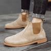 Handmade Luxury Brand Cow Suede Leather Winter Men Boots Chelsea Fashion Shoes Vintage Motorcycle Boot Warm Winter Boots For Men