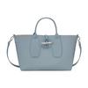 Longchamp Le Roseau 30 Bamboo Buckle Closure Large Cowhide Big Bag Shoulder Crossbody Handbag Medium Women Handbag Cloud-Blue 10058HPN627