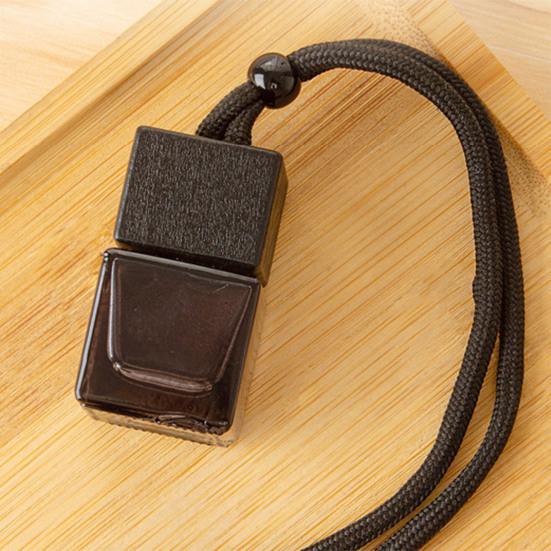 8ML Refillable Perfume Bottle with Wooden Lid Clear Glass Aromatherapy Essential Oil Empty Bottle Rearview Mirror Hanging Fragrance Bottle Home