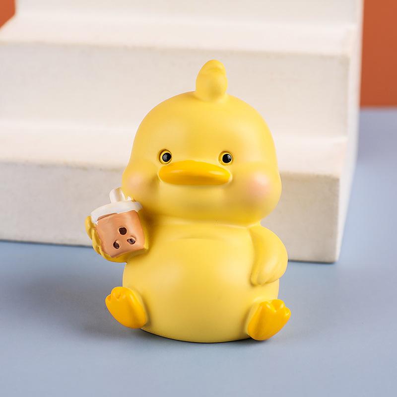 Cute MOMO Duck Resin Decoration Little Yellow Duck Cartoon Gift Creative Home Decoration Car Decoration, Desktop Decoration Small Gift
