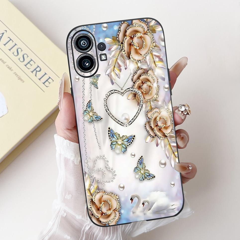 For Nothing Phone (1) (2) (2a) (3a) Pro Phone Case For Nothing Phone1 2 2a 3a Back Cover Cartoon Flower Bumper Soft TPU Silicone