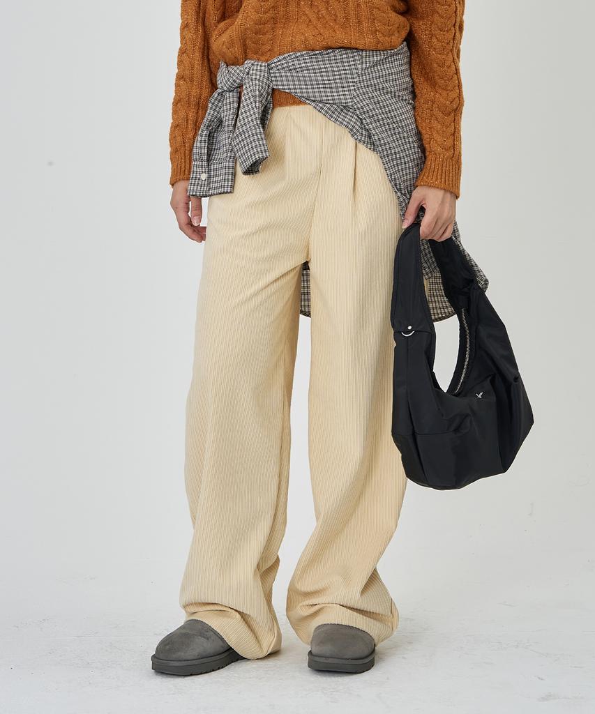 THE-ABON Corduroy Elastic Long Pants Butter
