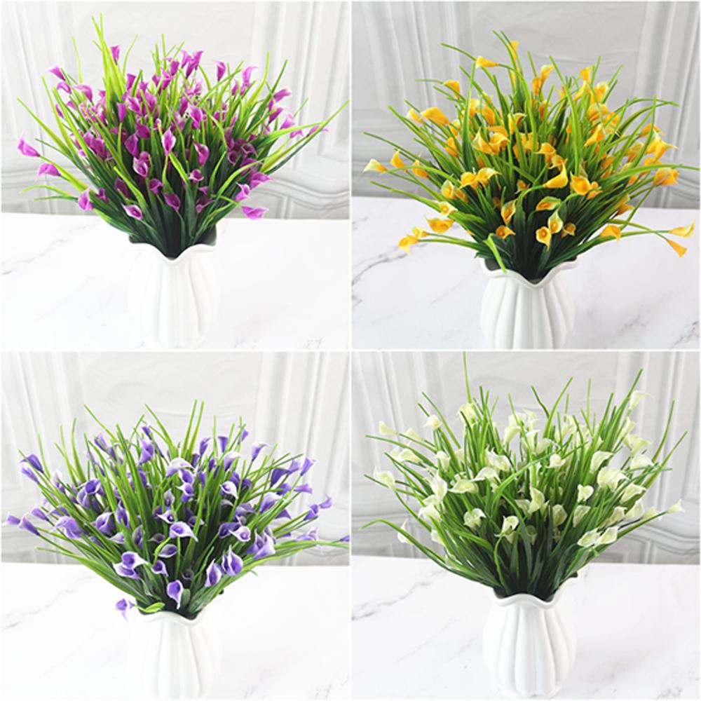 25 Heads/bouquet Mini Artificial Calla with Leaf Fake Lily Aquatic Plants Home Decoration Flower