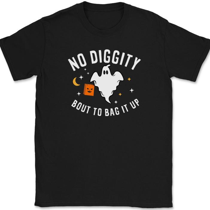 No Diggity Bout To Bag It Up T-Shirt Mens Womens Tees Top Funny Halloween Trick or Treat Tee