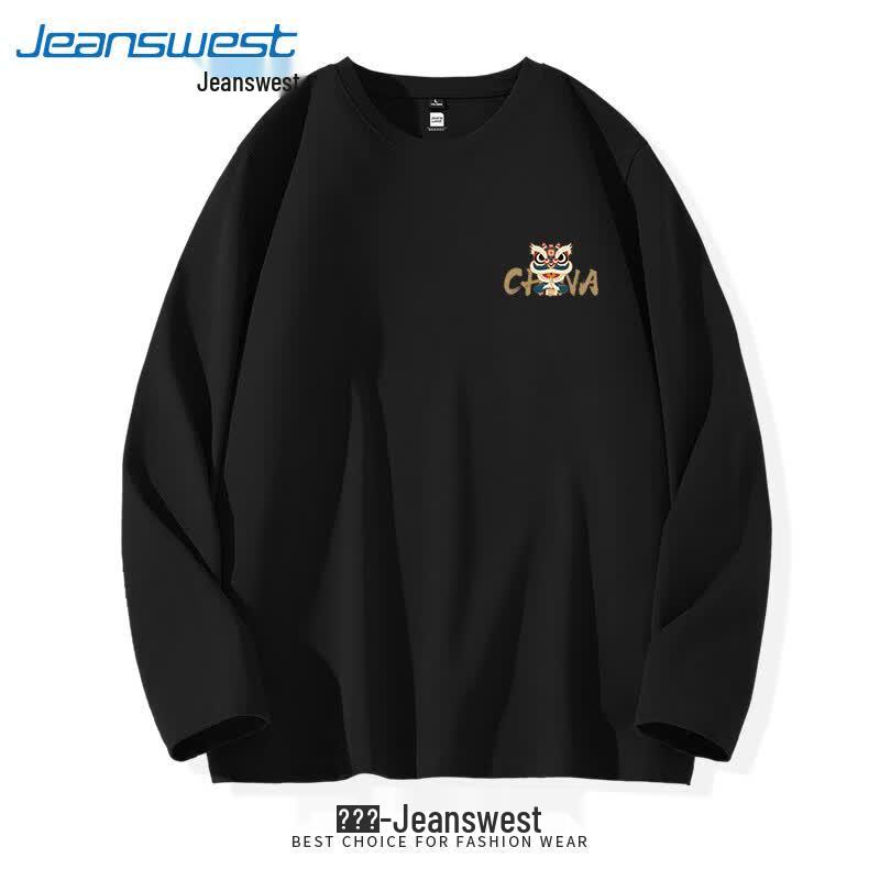Мужская хлопковая футболка с длинным рукавом Jeanswest с принтом золотого льва