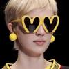 Fashion New Peach Heart Sunglasses Female  Trend Personality Party Large Frame Sun Glasses Street Photo Eyelasses