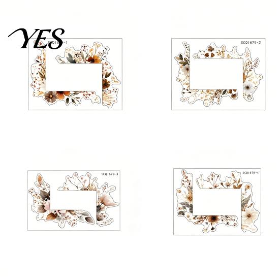 Stain Resistant Wall Sticker 4 Pcs Plants Flower Switch Stickers, Leaves Floral Light Decal, Shiny Film Decal Removable Socket for Kids Girls Bedroom