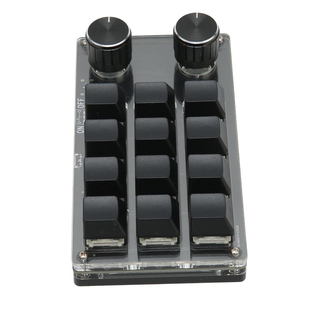 Mini Keypad 1 Handed Mechanical Keyboard Wired USB Programmable Macro 12 Key 2 Knob RGB Light Blue