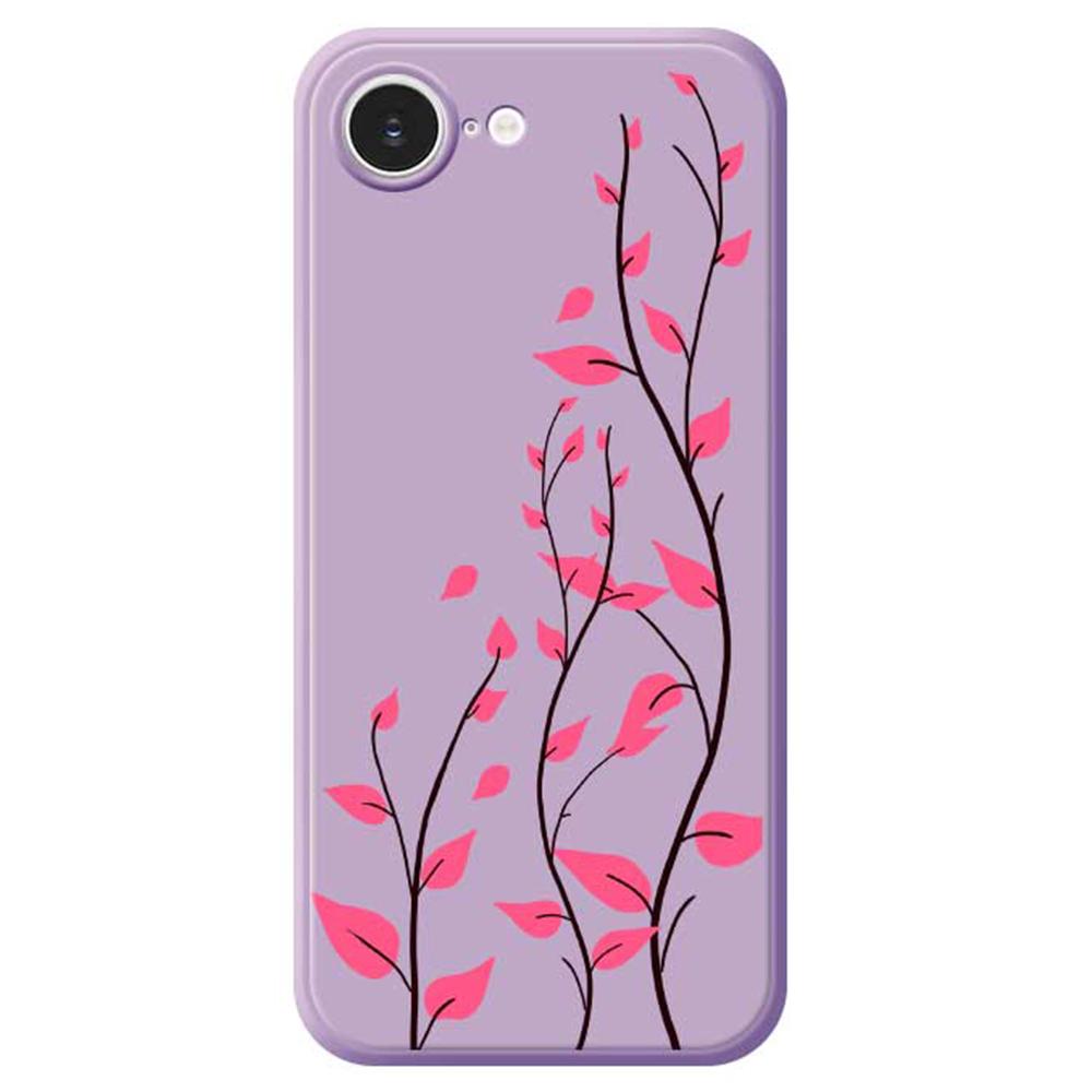 For iPhone 16e Case Red Leaves Pattern Printing Straight Edge TPU Phone Back Cover