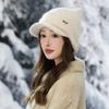Зимняя шапка с кошачьими ушками для женщин, плюшевая бархатная, утолщенная, ветронепродуваемая шерстяная шапка, теплая защита ушей, вязаная, повседневная, универсальная бейсболка