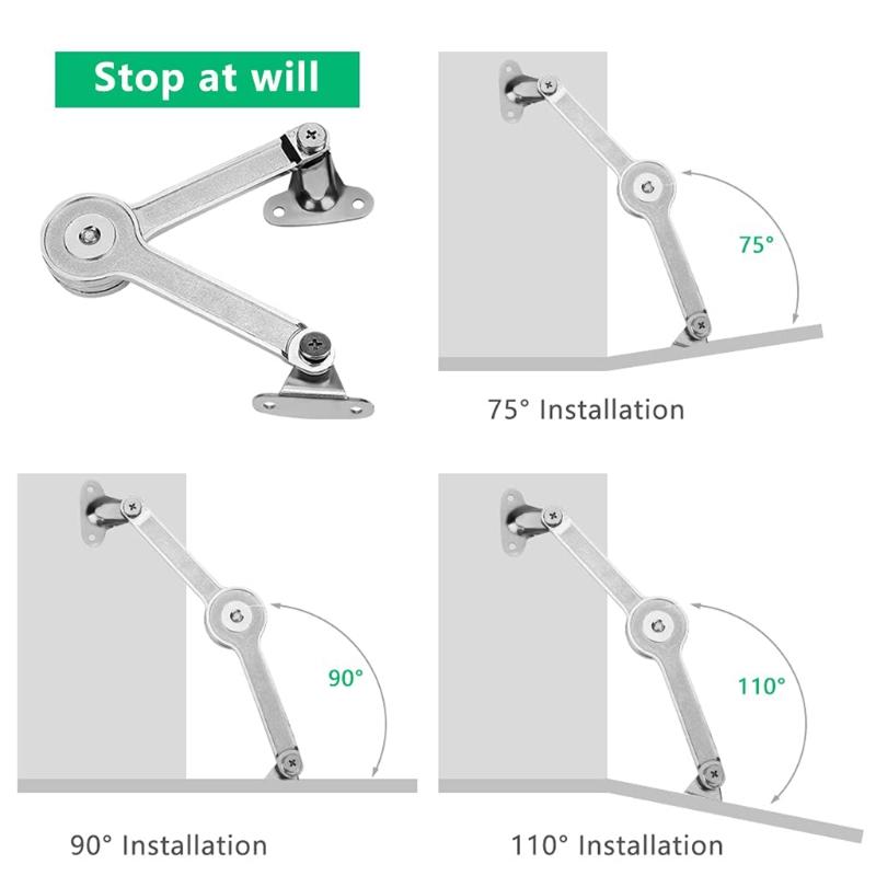 Lid Stay with Soft Close Toy Box Hinge Chest Hinge Support Drop Lids of Cabinets Cupboard Wardrobe 75°/ 90° / 110°
