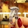New Gorgeous Big Princess Square Cubic Zirconia Ring Women for Wedding Female Accessories Party Fashion Jewelry