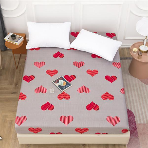 Super Waterproof Bedding Fitted Sheet Printing Mattress Protector Cover Non-slip Bed Linens with Elastic Band Breathable Mattress Protector