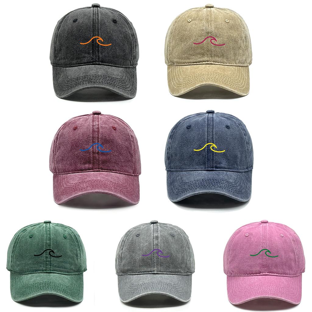 Unisex Baseball Cap 9 Colors Ocean Wave Print Snapback Cap Stylish Adjustable Buckle Snapback Baseball Caps One Size Fits All
