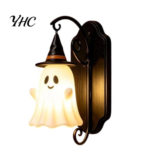 Holiday Gift for Friends Cute Ghost Wall Light, Wizard Hat Lamp, Decorative Indoor Light Fixture Mount Lamp Halloween Home Hallway Entrance
