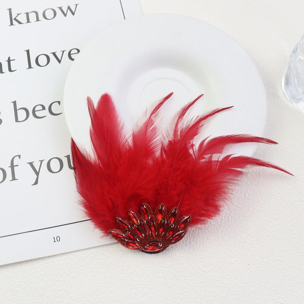 Gothic Style Rhinestone Feather Brooch Handmade Shoulder Strap Boutonnieres Flowers Dance Costume