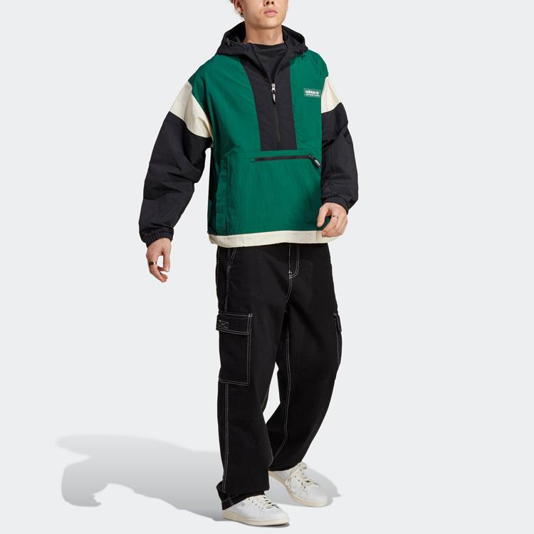 Adidas Originals Adventure Windbreaker Long Sleeve Hooded Sports Jacket Men Jackets Dark-Green IC5640