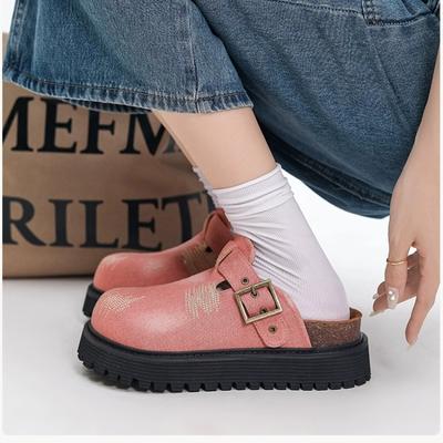 Женские тапочки Baotou, летние низкие тапочки Lok Fu 2024 года, стильные резиновые пряжки, базовые женские тапочки Zapatos De Mujer